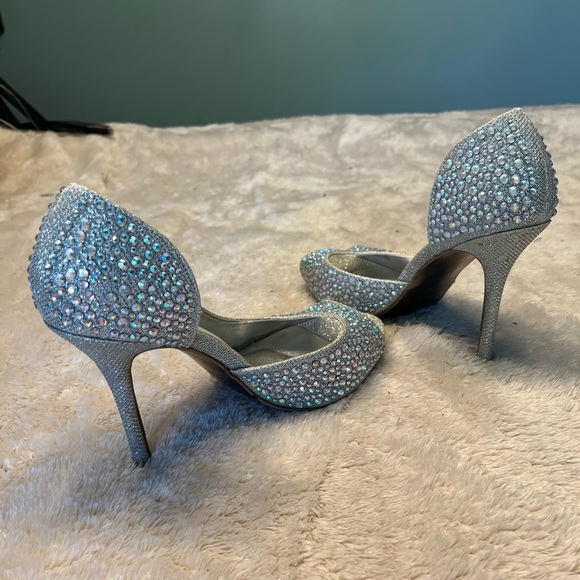 Women’s Sparkly Rhinestone Peep Toe Heels with Claire’s Sparkly Clutch/Purse - Picture 3 of 11